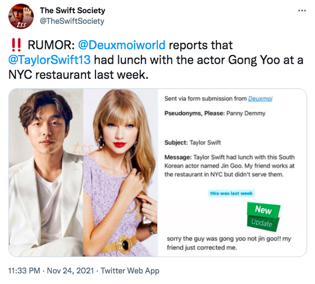 Rộ tin Gong Yoo đóng MV của Taylor Swift, bị bắt gặp đi ăn trưa để bàn chuyện hợp tác? - Ảnh 2.