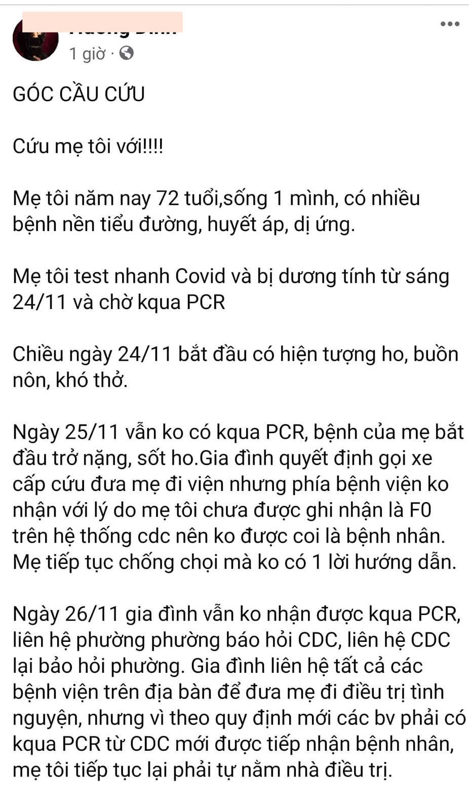 Giám đốc Sở Y tế chỉ đạo khẩn trước lời cầu cứu của công dân Hà Nội “cứu mẹ tôi với!” - Ảnh 1.