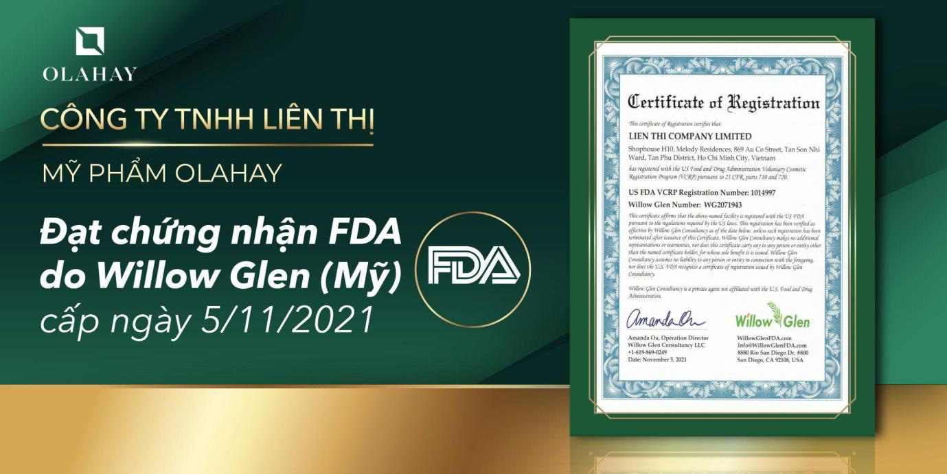 Dòng mỹ phẩm Olahay đạt chứng nhận FDA của Mỹ - Ảnh 1. Dòng mỹ phẩm Olahay đạt chứng nhận FDA của Mỹ - Ảnh 1.