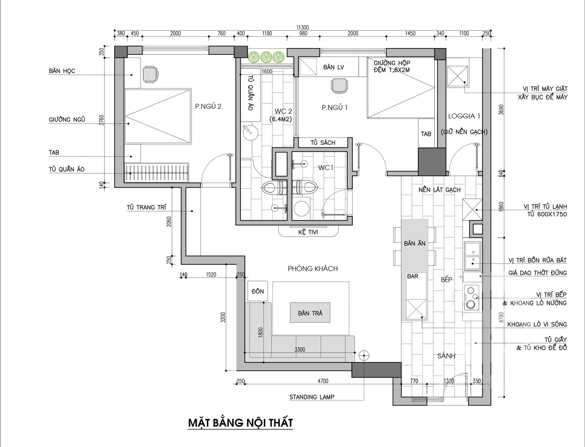 cải tạo căn hộ chung cư diện tích 79m² với tổng chi phí 140 triệu đồng - Ảnh 2.