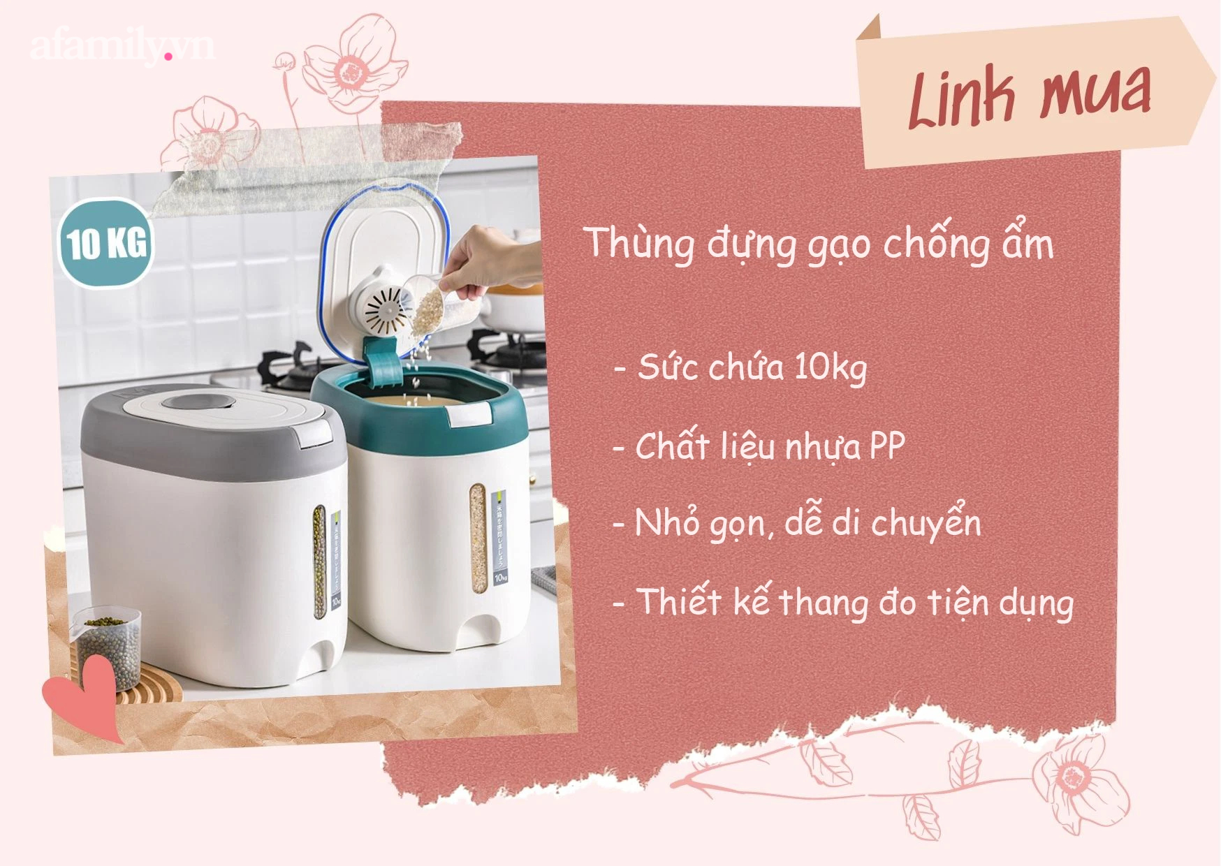 7 hũ đựng gạo cực xinh cho căn bếp gia đình mà bạn chẳng thể ngó lơ - Ảnh 1.