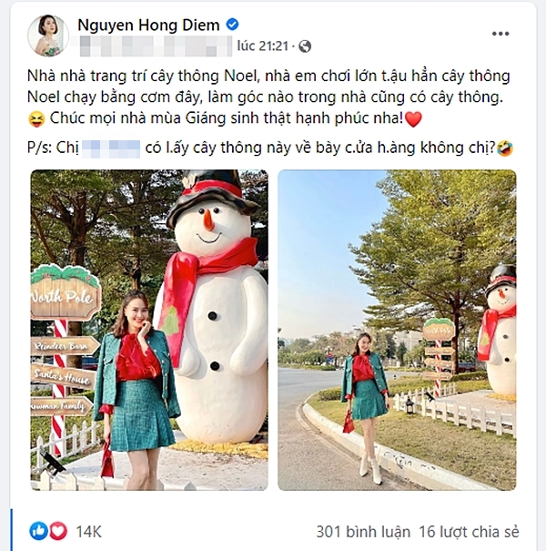 Hồng Diễm khoe cây thông Noel chạy bằng cơm nhưng Bảo Thanh chỉ quan tâm tới cách viết dấu chấm - Ảnh 3.