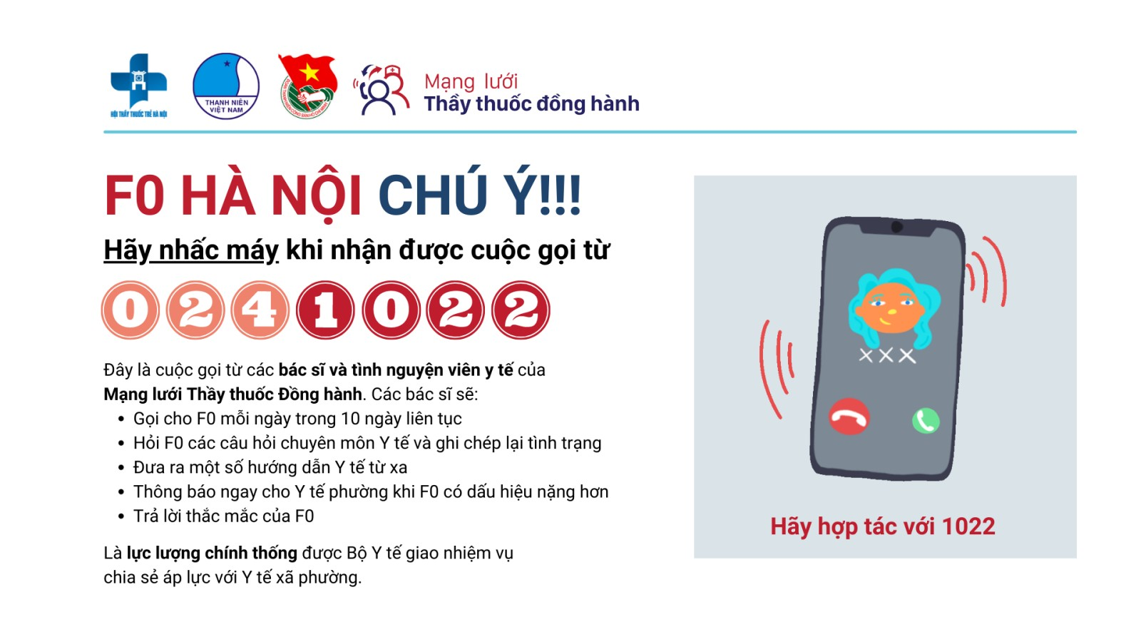 'Khi F0 Hà Nội nhận được cuộc gọi từ đầu số 0241022, hãy nhấc máy và hợp tác' - Ảnh 1.