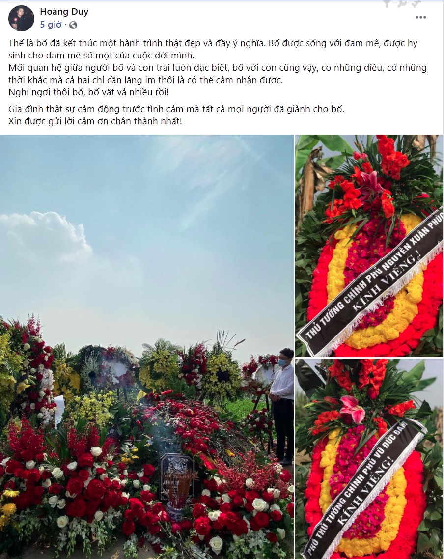 Con trai NSND Hoàng Dũng chia sẻ ảnh phần mộ được phủ kín bởi hoa tươi, lần đầu gửi lời nhắn nhủ đặc biệt đến bố sau tang lễ - Ảnh 2.