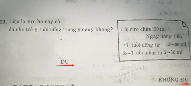 Bài toán tính liều lượng một lọ siro ho của trẻ lớp 4: Trò trả lời &quot;Đủ&quot;, cô nói &quot;Không&quot;, cư dân mạng tranh cãi nảy lửa - Ảnh 1.