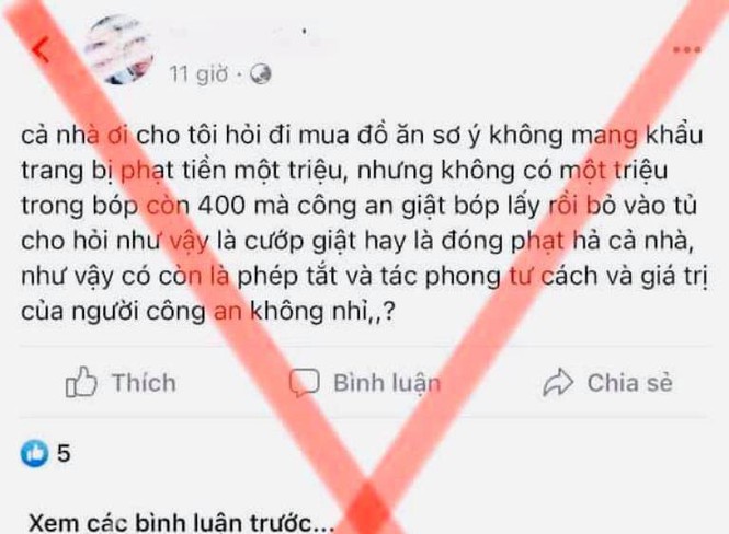 Người đàn bà hoang báo bị công an 'cướp tiền' vì không đeo khẩu trang - Ảnh 1.