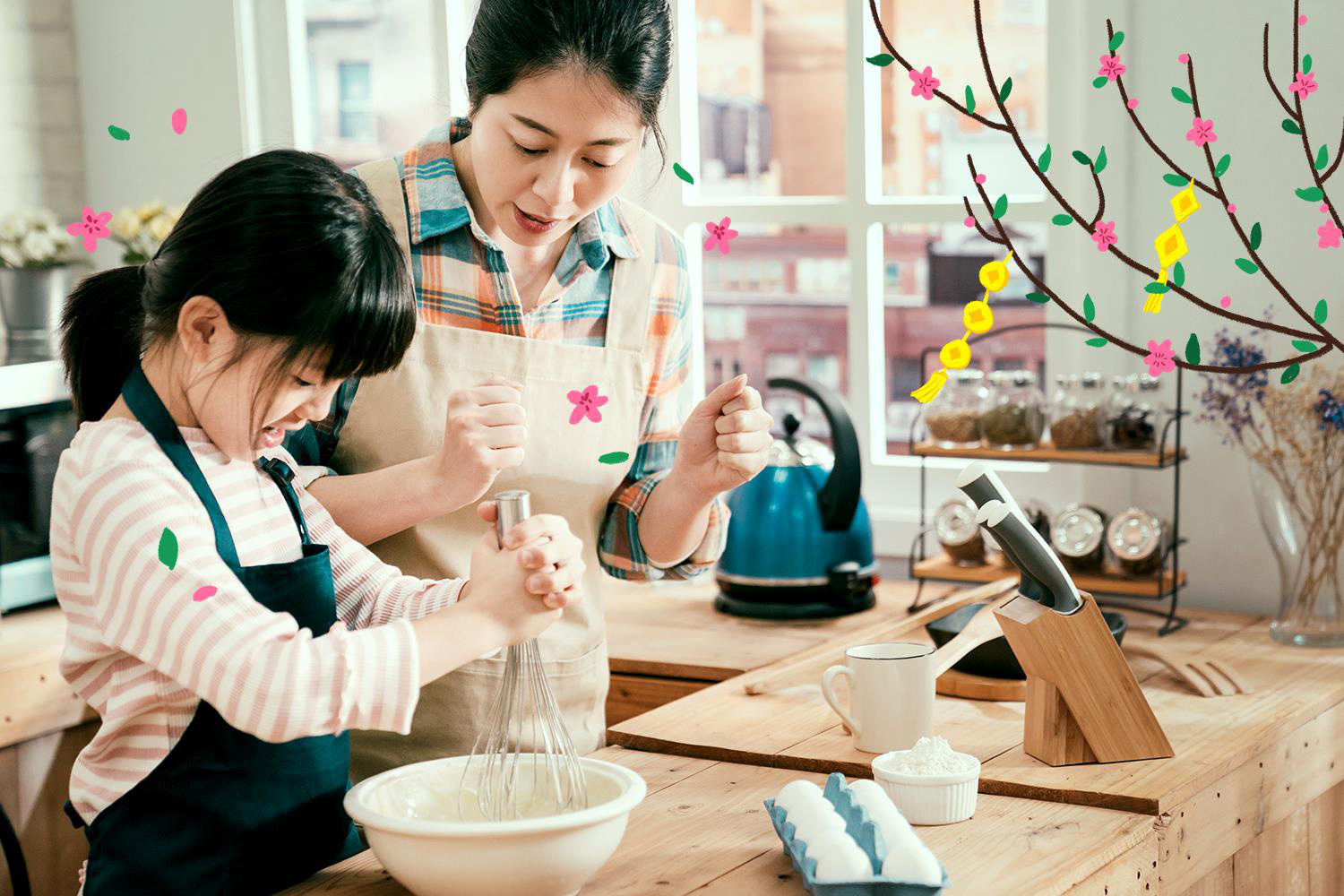 Kết quả hình ảnh cho mẹ và con gái cùng nhau đón tết