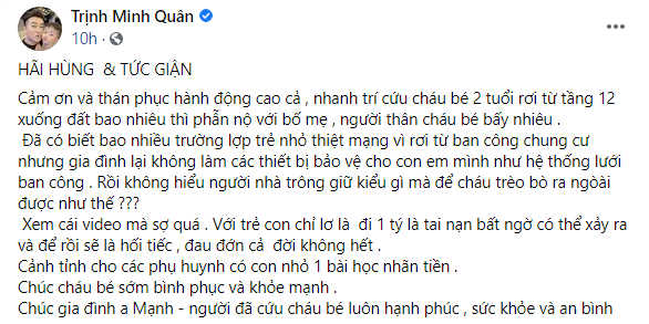 Sao Việt biết ơn trước &quot;siêu nhân đời thực&quot; cứu bé gái rơi từ tầng 12 chung cư ở Hà Nội - Ảnh 3.