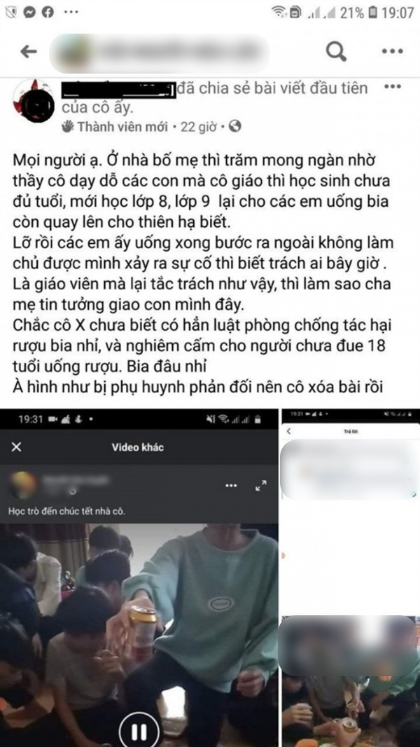 Xử phạt hành chính cô giáo cổ vũ học sinh uống bia đưa lên mạng xã hội - Ảnh 1.