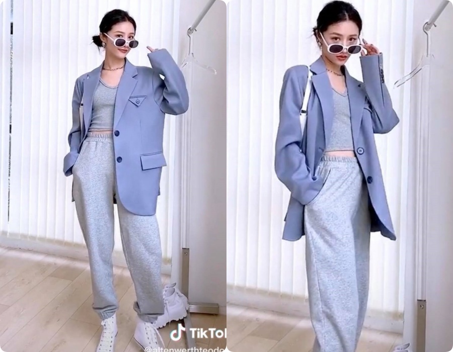 10 set đồ vối blazer mà nàng nào cũng có thể học lỏm theo từ hot girl Tiktok xứ Trung - Ảnh 8.