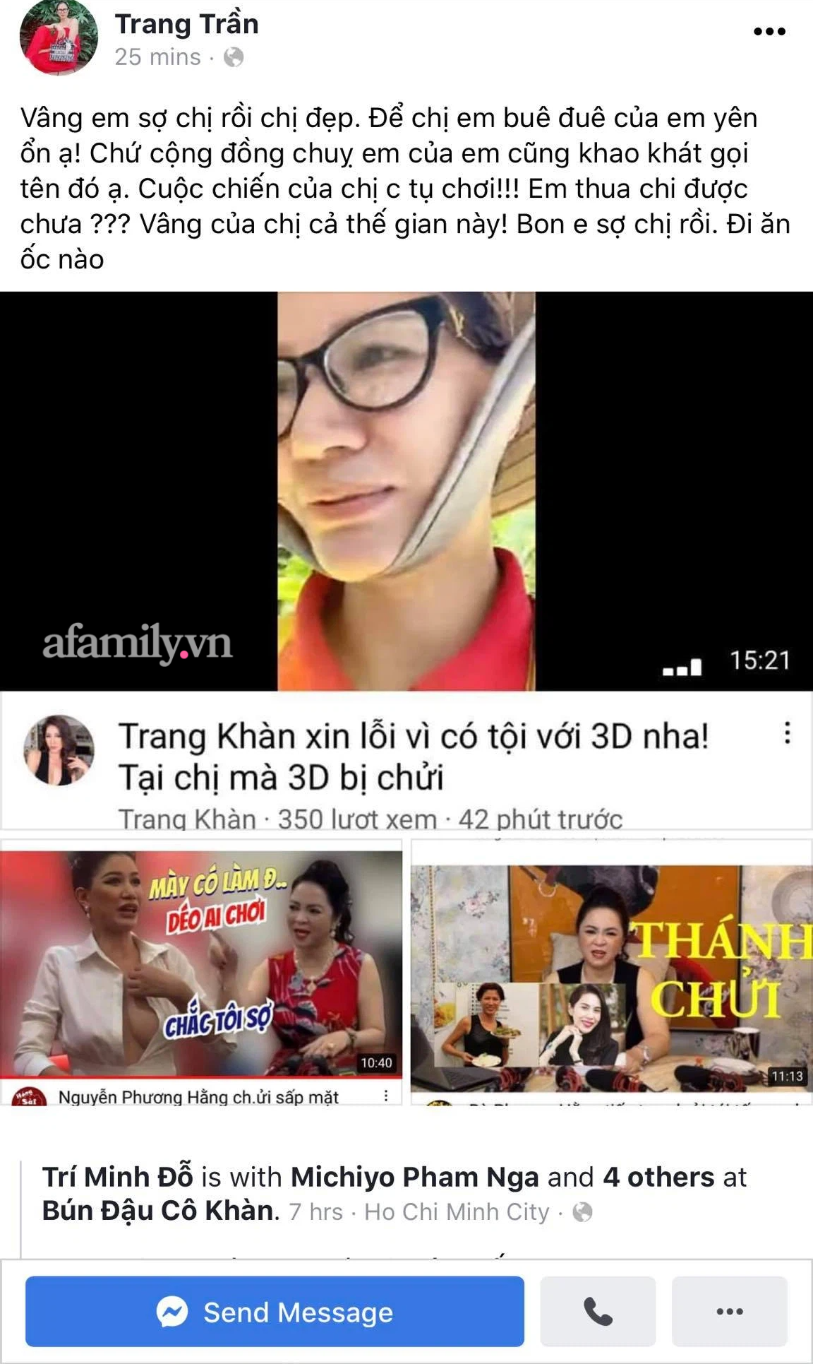 Trang Khàn khóa Fanpage sau 30 phút đăng trạng thái nhắc tới bà Phương Hằng - vợ Dũng "lò vôi": "Em thua chị được chưa?" - Ảnh 2. Trang Khàn khóa Fanpage sau 30 phút đăng trạng thái nhắc tới bà Phương Hằng - vợ Dũng "lò vôi": "Em thua chị được chưa?" - Ảnh 2.