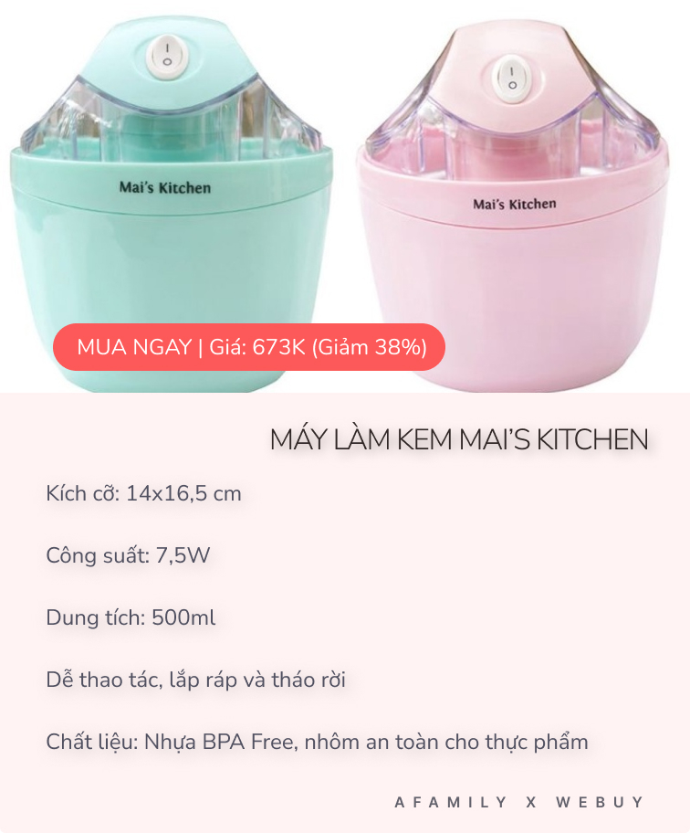 Máy làm kem mini đang “sale đậm” trên chợ mạng, có loại giảm tới 44%, tậu về hè này tha hồ ăn kem đã miệng! - Ảnh 1.