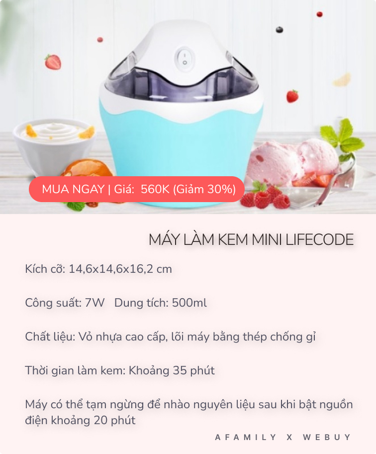 Máy làm kem mini đang “sale đậm” trên chợ mạng, có loại giảm tới 44%, tậu về hè này tha hồ ăn kem đã miệng! - Ảnh 5.