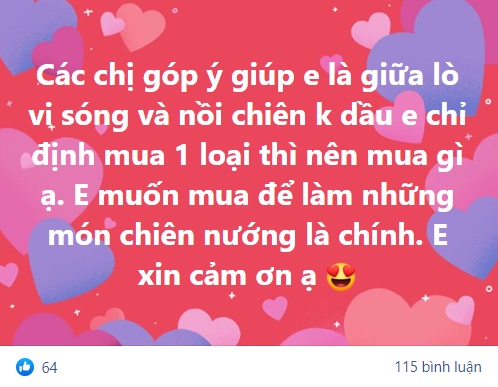 Nhu cầu làm những món chiên nướng với 2 triệu trong tay, chị em nên mua nồi chiên không dầu hay lò vi sóng? - Ảnh 1.