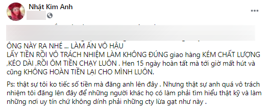 Nhật Kim Anh tố bị 1 công ty xây dựng giao hàng kém chất lượng rồi ôm tiền bỏ chạy - Ảnh 2.