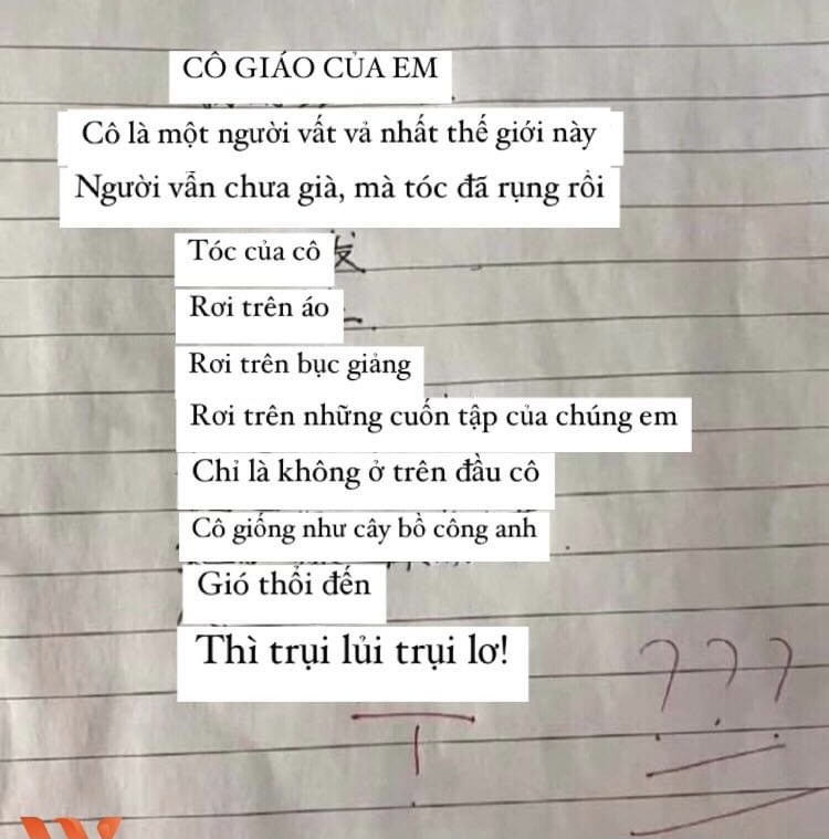 Được học sinh làm văn ví von như bông hoa, cô giáo đang vui sướng thì cạn lời khi biết tên loài hoa: Chỉ muốn cho 0 điểm để bõ tức - Ảnh 1.