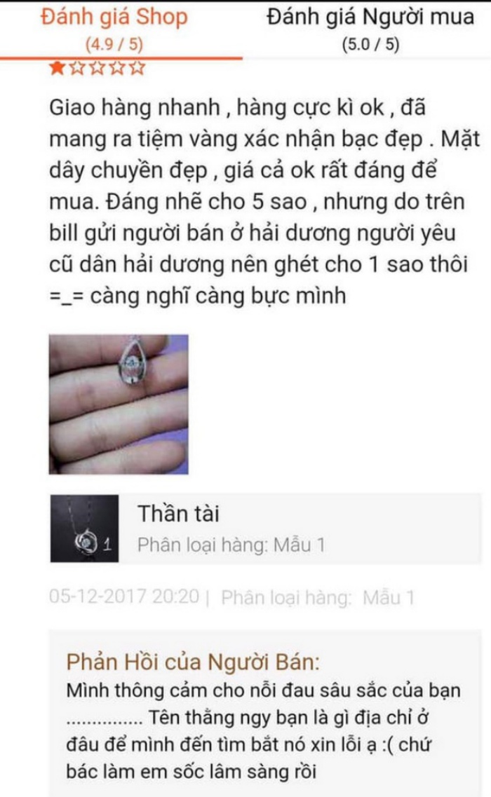 Những màn đánh giá 1 sao trên Shopee và cách trả treo bá đạo của khách và chủ shop - Ảnh 1.