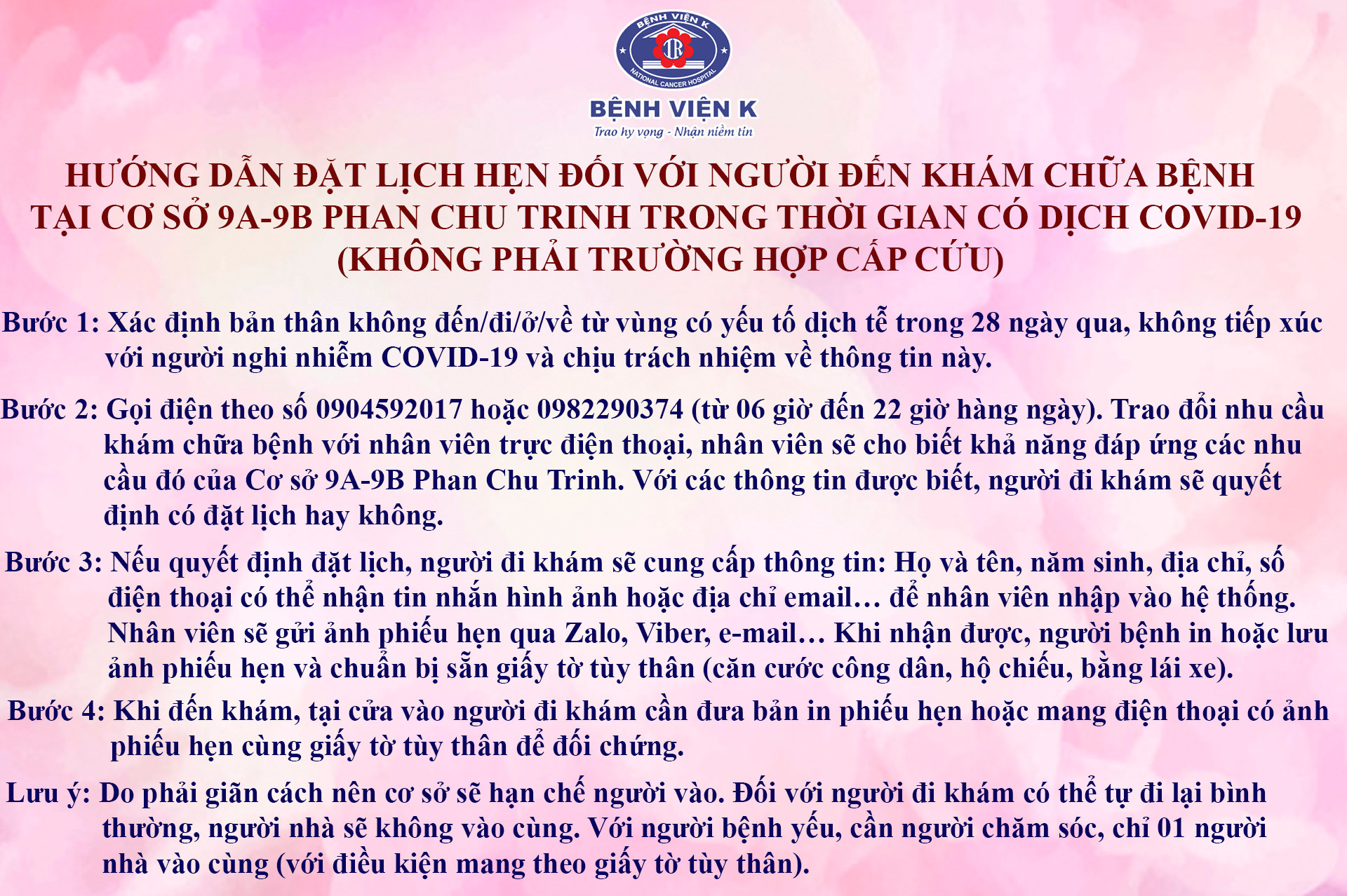 Người bệnh khi đi khám tại Bệnh viện K cơ sở Phan Chu Trinh, Tam Hiệp cần lưu ý gì? - Ảnh 2.