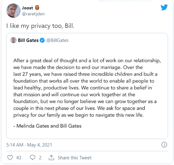 Phản ứng bất ngờ của cư dân mạng khi tỷ phú Bill Gates tuyên bố ly hôn trên Twitter: Anh độc thân rồi, có là của em không? - Ảnh 10.