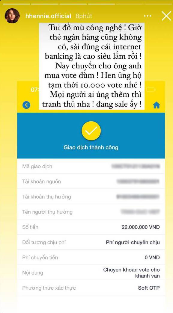 HHen Niê chuyển khoản nóng mua phiếu vote cho Khánh Vân, số tiền tạm thời thôi thấy mà choáng - Ảnh 2.
