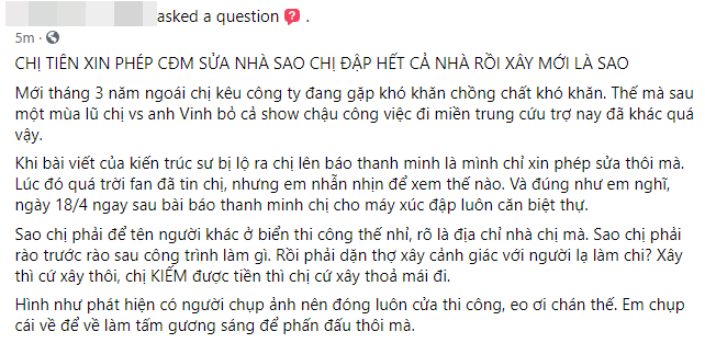 Cộng đồng mạng đặt nghi vấn về việc Thủy Tiên kêu gặp khó khăn nhưng vẫn xây nhà - Ảnh 2.