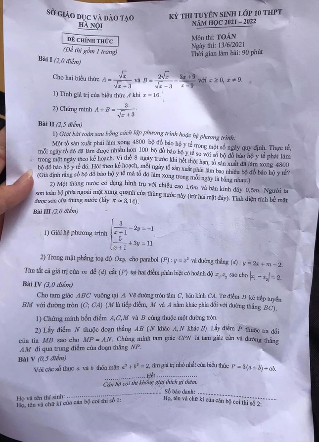 Đề Toán thi lớp 10 Hà Nội dễ, chưa hoàn thành vai trò đề thi tuyển - Ảnh 1.