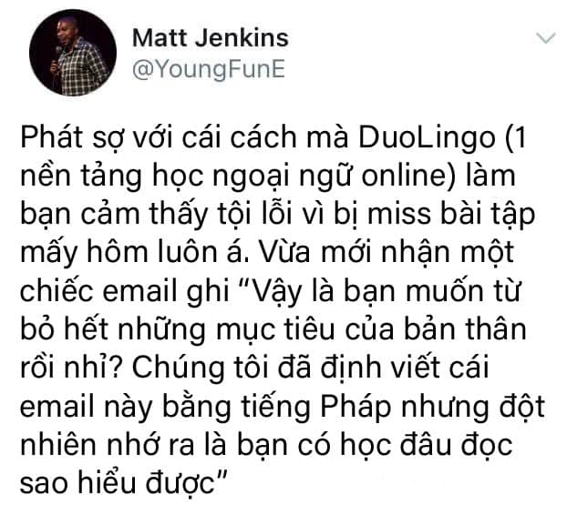 Học ngoại ngữ qua ứng dụng nhưng lại lười chẩy thây, anh thanh niên nhận 1 tin nhắn 