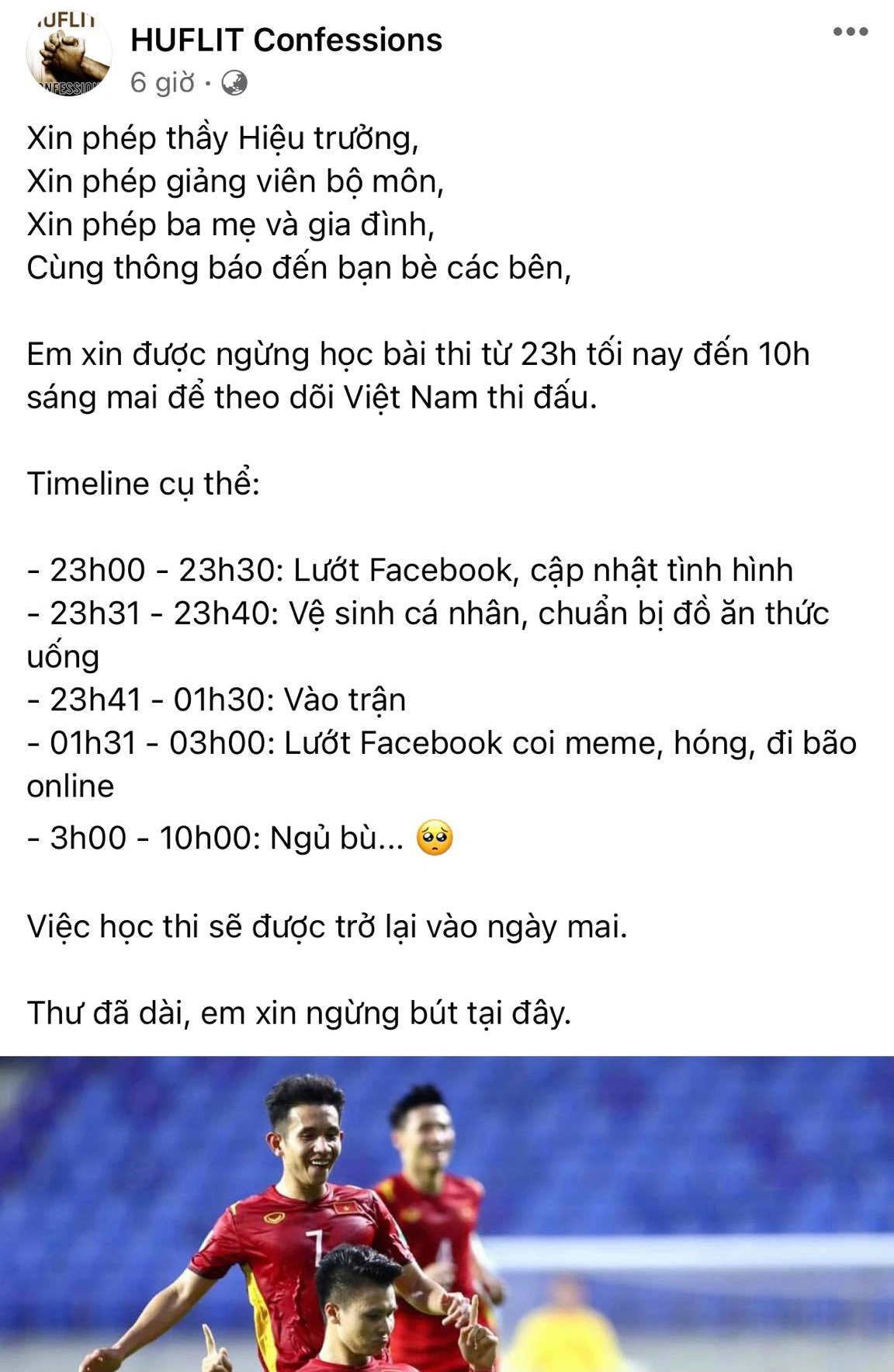 Tâm thư học sinh năn nỉ thầy cô trước trận thư hùng của đội tuyển Việt Nam gây sốt vì quá độc đáo và lầy lội - Ảnh 1.