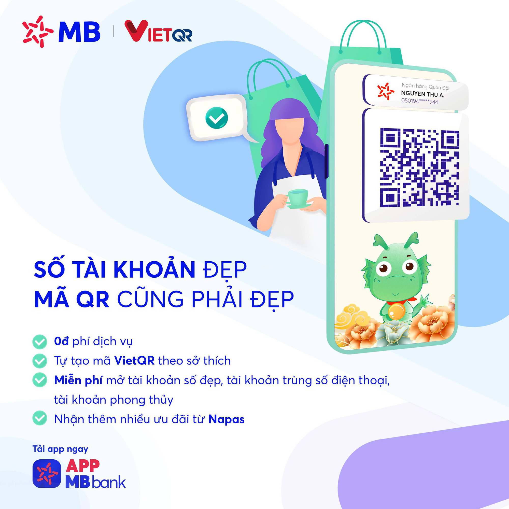 Không mất phí dịch vụ, người tiêu dùng tự tạo và thanh toán vietQR trên App MBBank - Ảnh 1.