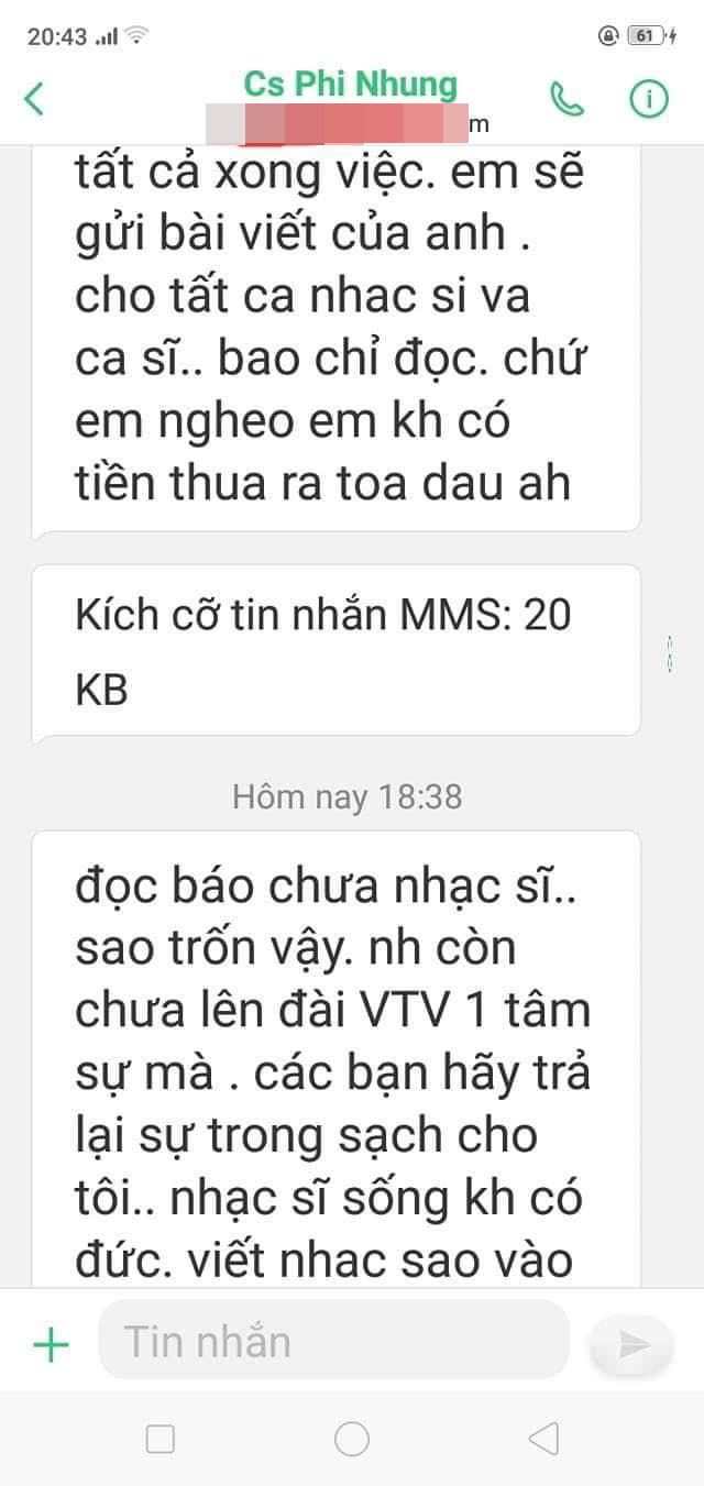 Phía Phi Nhung có câu trả lời về việc nhắn tin uy hiếp nhạc sĩ Hồng Xương Long - Ảnh 2.