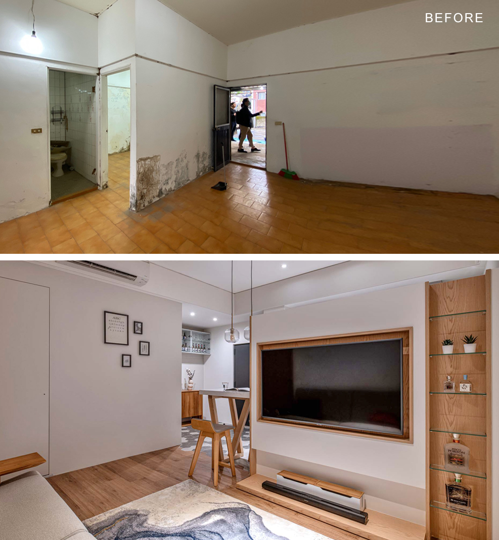 Cải tạo căn hộ bong tróc tường, sàn nhà ẩm thấp thành không gian mang hương vị ngọt ngào dành cho vợ chồng trẻ - Ảnh 2.
