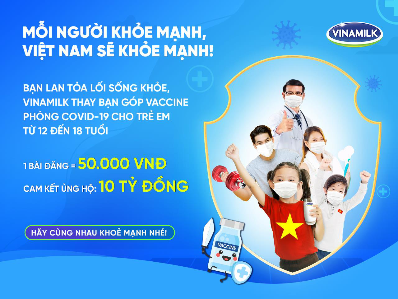 Vinamilk kêu gọi cộng đồng lan tỏa lối sống khỏe, với mục tiêu góp vaccine cho trẻ em* - Ảnh 1.