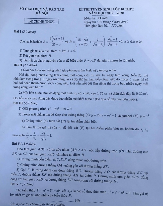 Đáp án đề thi tuyển sinh lớp 10 môn Toán của Hà Nội 4 năm gần nhất, thí sinh tham khảo để ôn &quot;nước rút” hiệu quả - Ảnh 6.