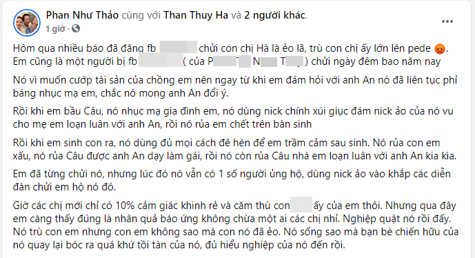 Sau Thân Thúy Hà, Phan Như Thảo tiếp tục tố siêu mẫu N.T. chửi rủa thậm tệ cô và con gái suốt nhiều năm nay