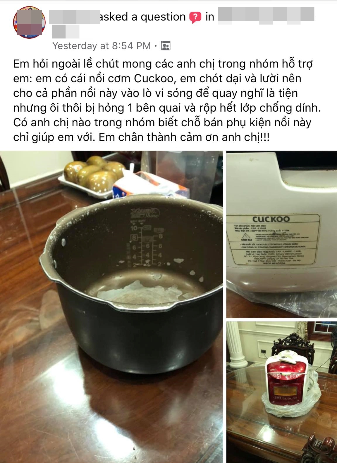 Cho cả nồi cơm vào lò vi sóng quay, chị gái “ngây thơ” làm bong hết lớp chống dính, dân mạng chỉ ra lỗi cơ bản ai cũng phải biết - Ảnh 1.