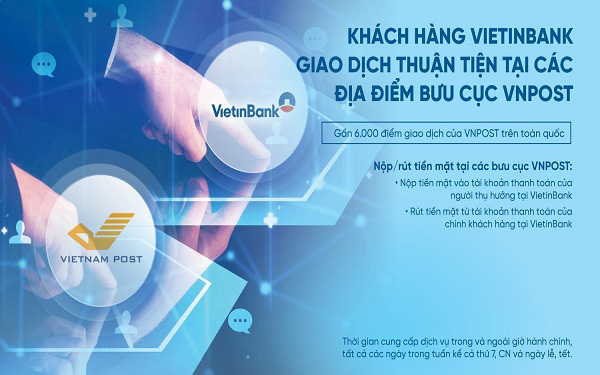 Khách hàng VietinBank có thể giao dịch tại các địa điểm bưu cục VNPost - Ảnh 1. Khách hàng VietinBank có thể giao dịch tại các địa điểm bưu cục VNPost - Ảnh 1.