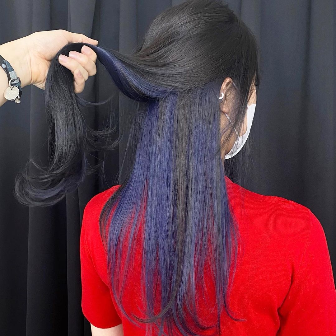 Báo giá nhuộm tóc Nhuộm tóc màu xanh dương đen khói tại Đà Lạt