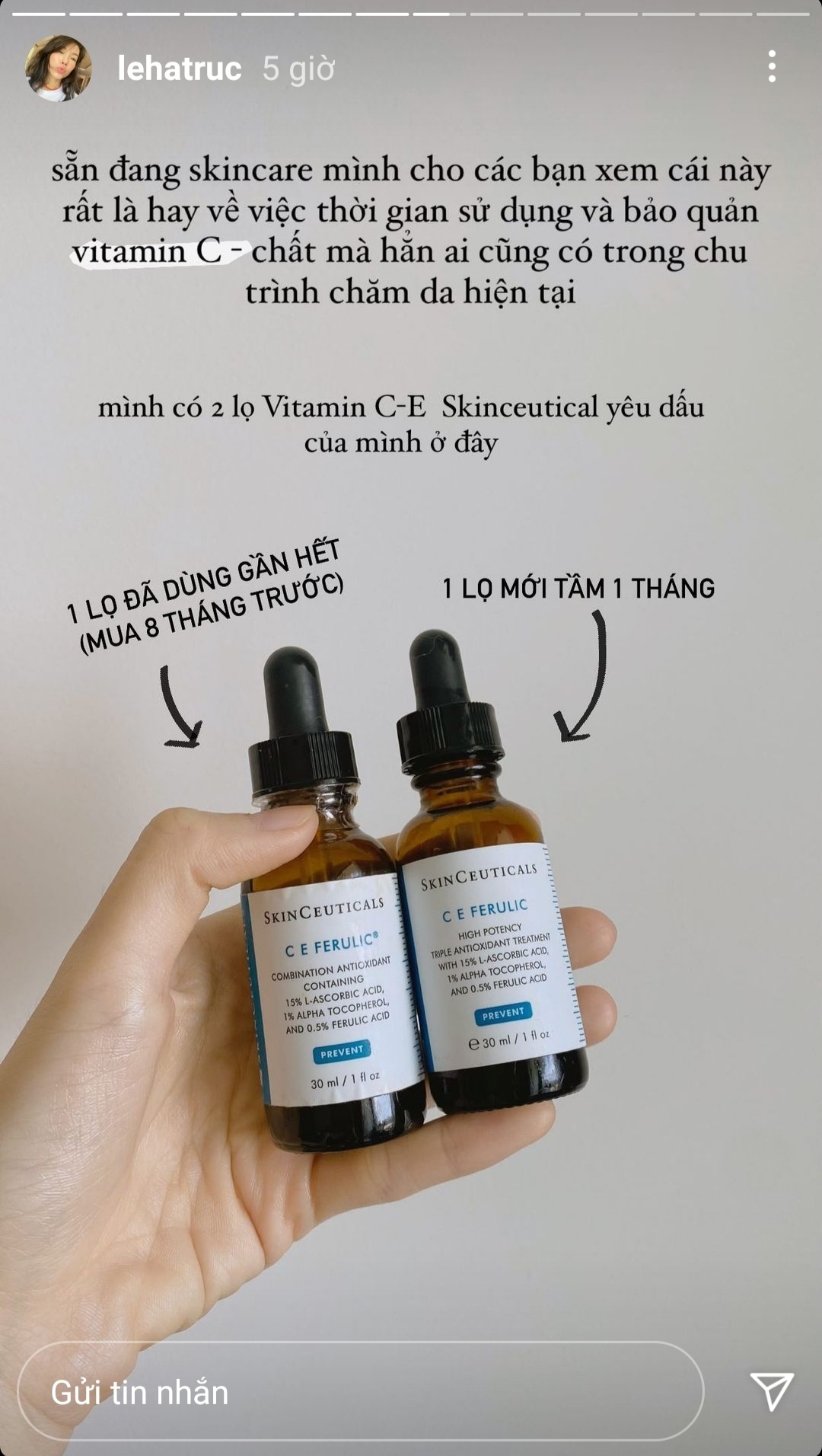 Chủ quan trong việc bảo quản, Hà Trúc phải bỏ tới vài chai serum vitamin C vì hỏng, chị em cũng phải để ý kĩ nhé - Ảnh 2.