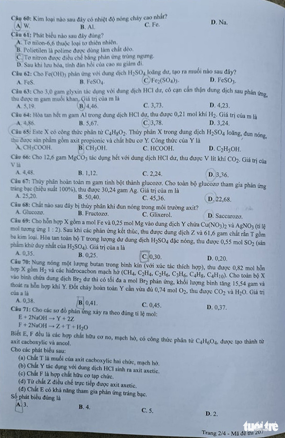 Đề thi và đáp án môn Hóa học tốt nghiệp THPT Quốc gia 2021: Xem ngay tại đây - Ảnh 2.