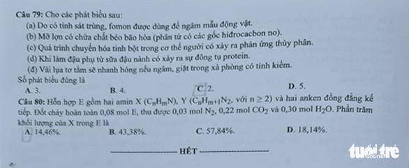 Đề thi và đáp án môn Hóa học tốt nghiệp THPT Quốc gia 2021: Xem ngay tại đây - Ảnh 4.