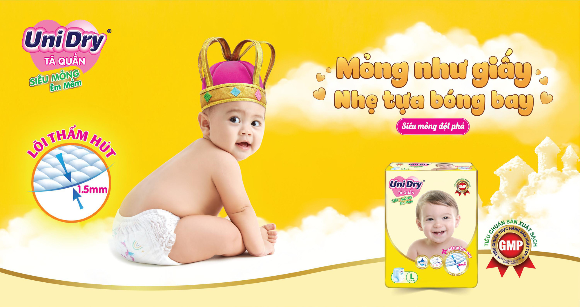 T&atilde; quần Unidry si&ecirc;u mỏng đột ph&aacute;, ti&ecirc;n phong l&otilde;i thấm si&ecirc;u mỏng chỉ 1.5mm - Ảnh 1.