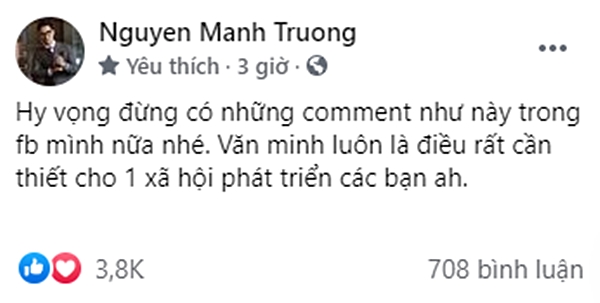 Bị chê lấy vợ xấu hơn Nam &quot;Hương vị tình thân&quot;, Mạnh Trường đáp trả dân mạng &quot;có được bố mẹ dạy dỗ không?&quot; - Ảnh 2.