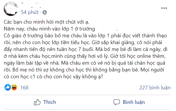 Phụ huynh xôn xao trước tình huống cô giáo yêu cầu đọc thông, viết thạo trước khi vào lớp 1 - Ảnh 1.