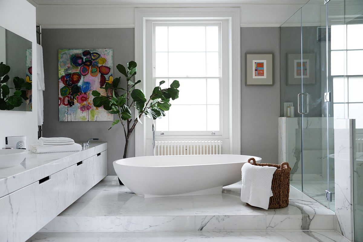 Trải nghiệm thư giãn và tinh tế khi trang trí phòng tắm màu trắng - Ảnh 1.