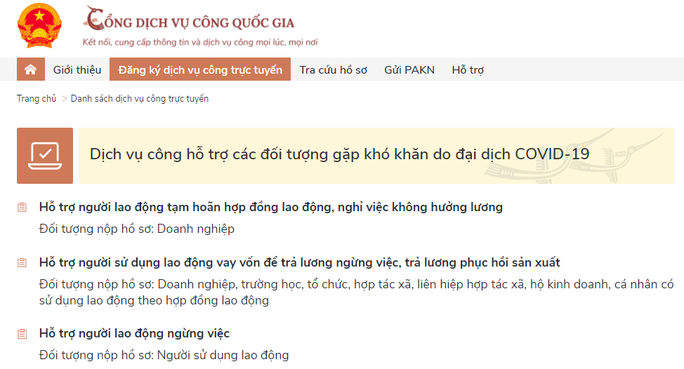 NÓNG: Người lao động có thể làm thủ tục nhận tiền hỗ trợ Covid-19 trên Cổng Dịch vụ công Quốc gia - Ảnh 1.