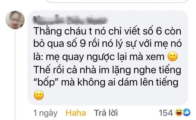 Dạy con học lớp 1, phụ huynh tức điên vì con đánh vần tờ ôm tôm huyền hùm, 7 trừ 2 bằng 9, nhưng xem cách viết chữ mới tấu hài nhất - Ảnh 6.