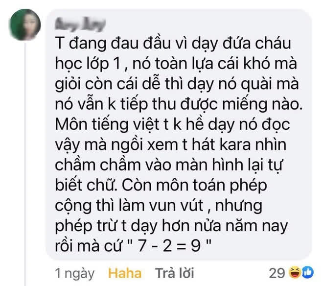 Dạy con học lớp 1, phụ huynh tức điên vì con đánh vần tờ ôm tôm huyền hùm, 7 trừ 2 bằng 9, nhưng xem cách viết chữ mới tấu hài nhất - Ảnh 10.