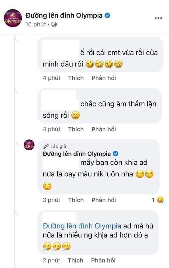 Fanpage Đường Lên Đỉnh Olympia doạ cho netizen “bay màu” nếu nhắc điều này dưới bài đăng về Khánh Vy - Ngọc Huy  - Ảnh 4.