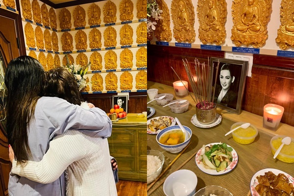 Rơi nước mắt với hình ảnh con gái ruột Phi Nhung nghẹn ngào ôm chặt Trizzie Phương Trinh trước bàn thờ mẹ tại Mỹ - Ảnh 2.