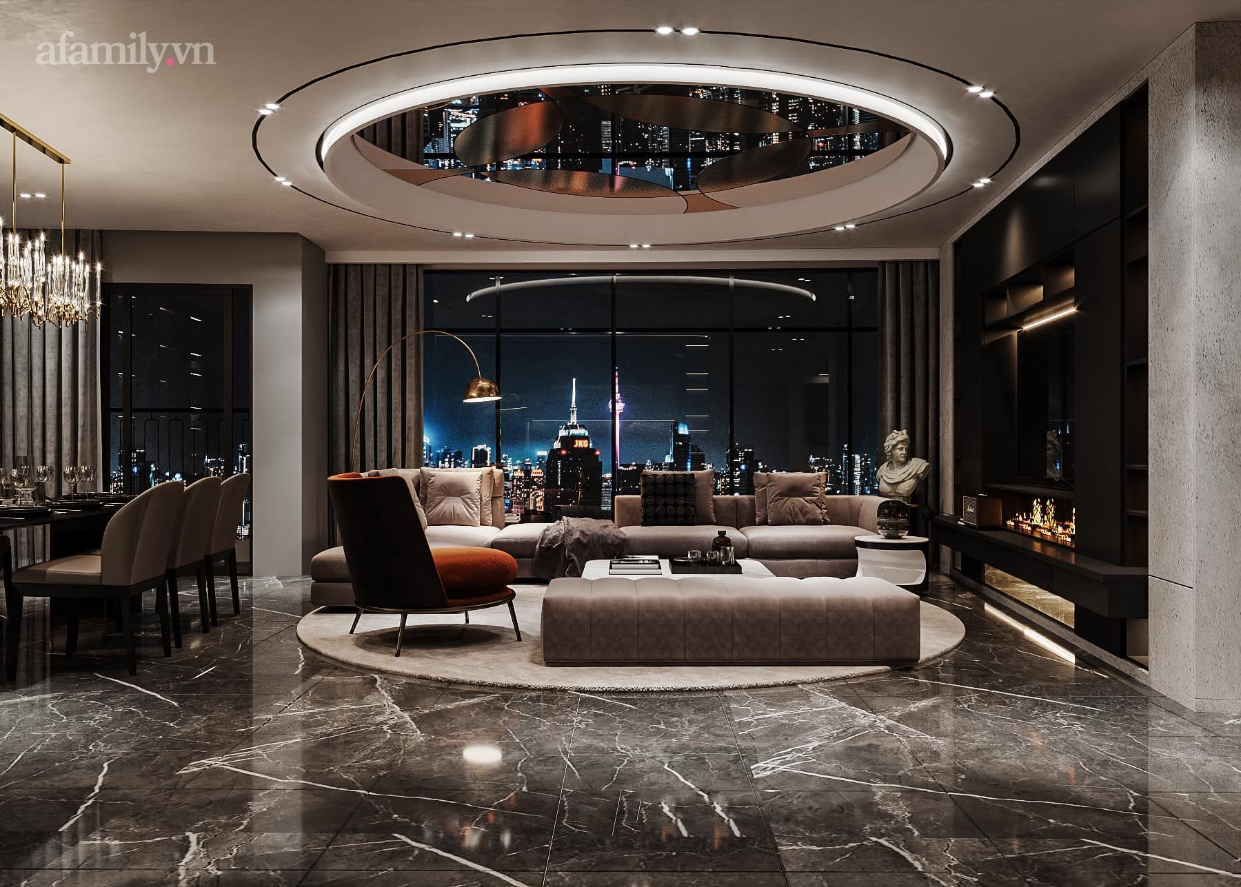 Căn penthouse duplex của nữ CEO Hà Nội bao trọn view sông Hồng, thiết kế luxury hiện đại tone chủ đạo nâu đen cực huyền bí - Ảnh 2.